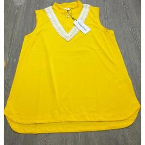 Daily Sports Summer Yellow Ruffle Sleeveless Golf Polo Shirt Women Size 2XL